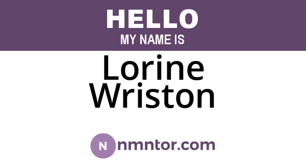 Lorine Wriston