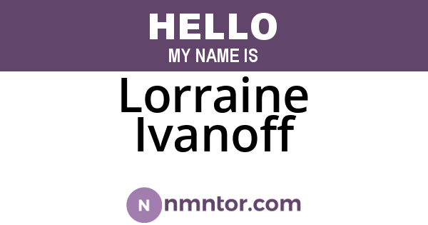 Lorraine Ivanoff