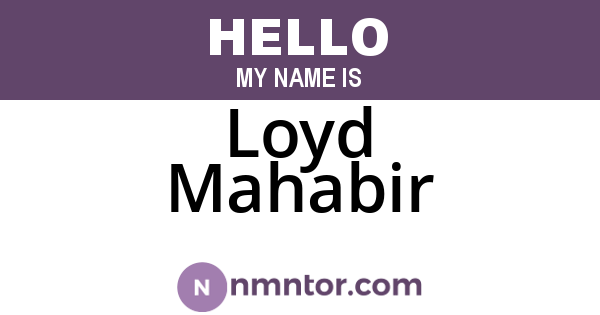 Loyd Mahabir