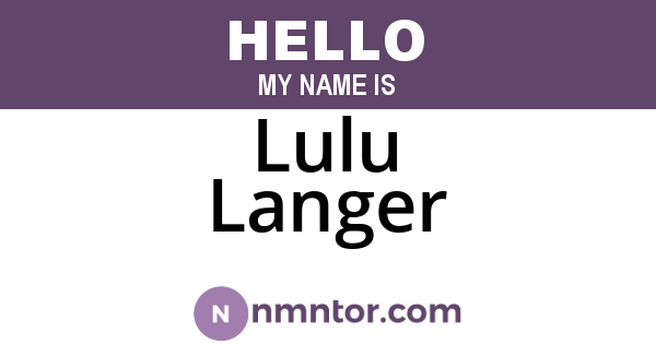 Lulu Langer