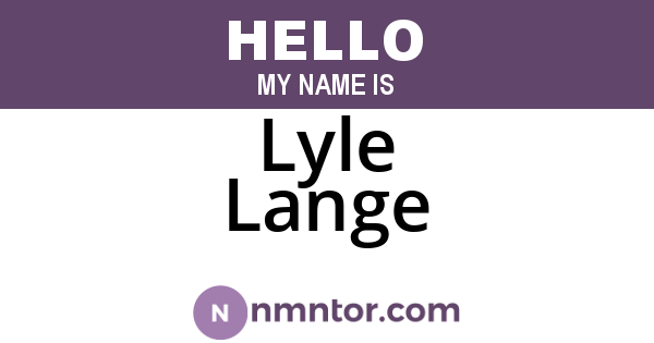 Lyle Lange