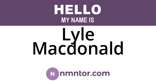 Lyle Macdonald