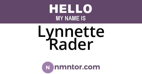 Lynnette Rader
