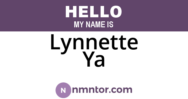 Lynnette Ya