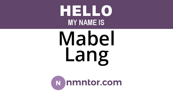 Mabel Lang