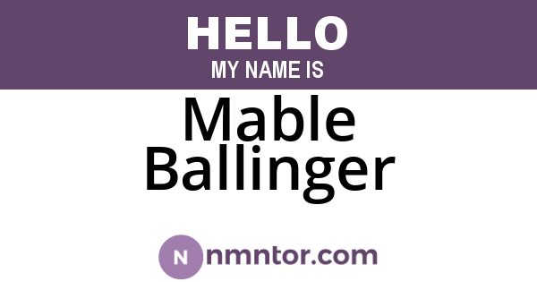 Mable Ballinger