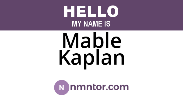 Mable Kaplan