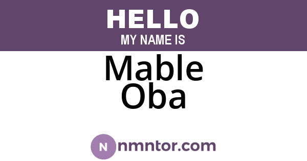 Mable Oba