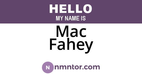 Mac Fahey