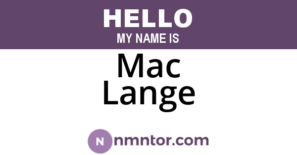 Mac Lange