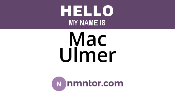 Mac Ulmer