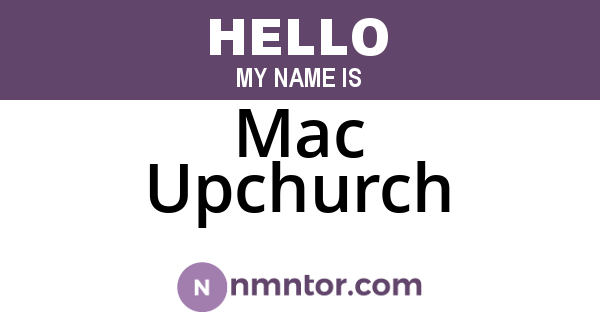 Mac Upchurch