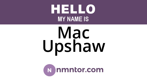 Mac Upshaw