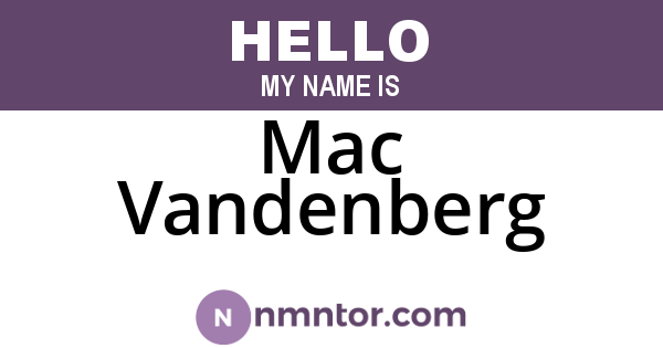 Mac Vandenberg