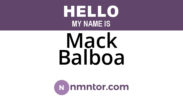 Mack Balboa