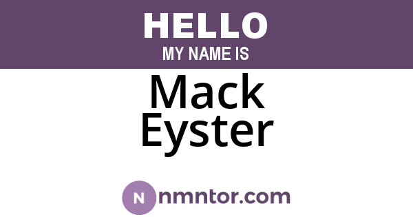 Mack Eyster