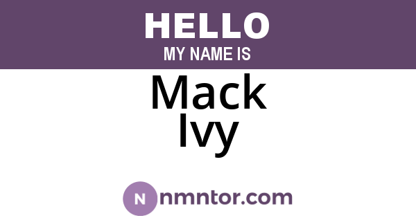 Mack Ivy
