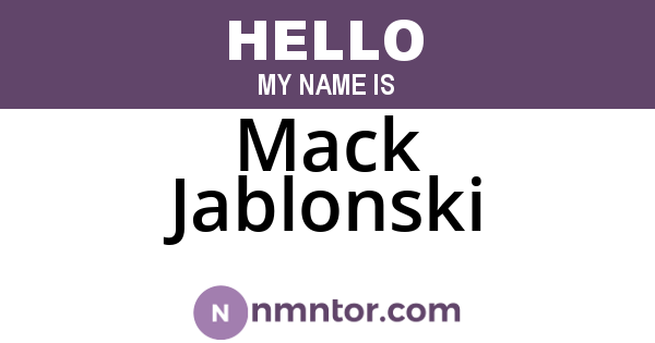 Mack Jablonski