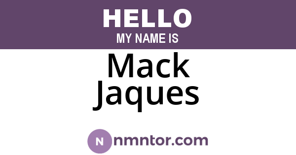 Mack Jaques