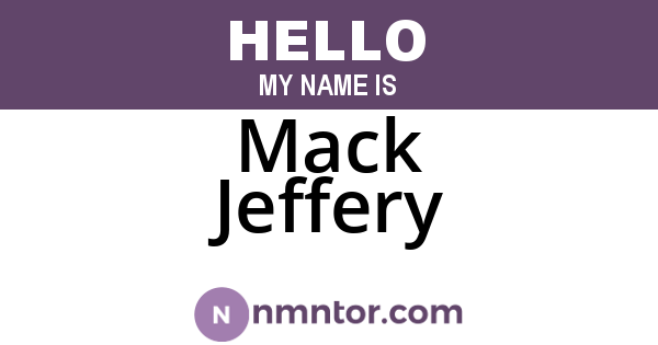 Mack Jeffery