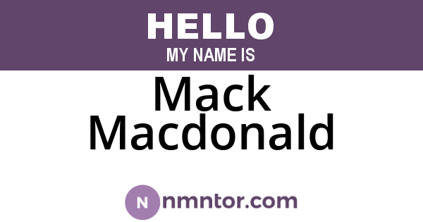 Mack Macdonald