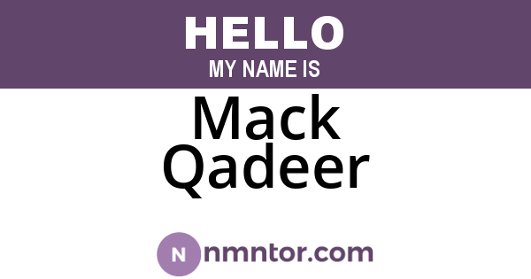 Mack Qadeer