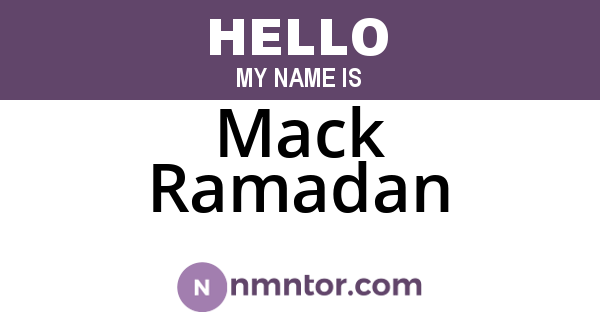 Mack Ramadan
