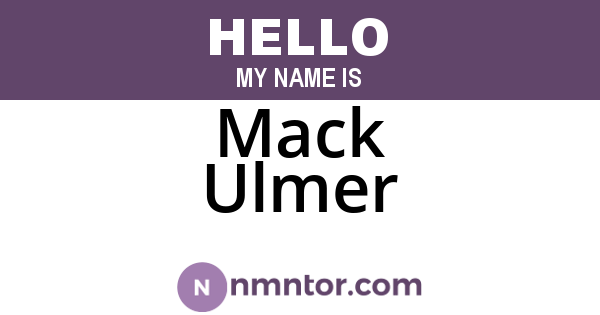 Mack Ulmer