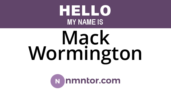 Mack Wormington