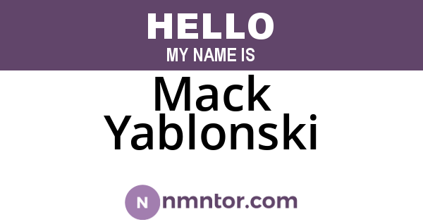 Mack Yablonski