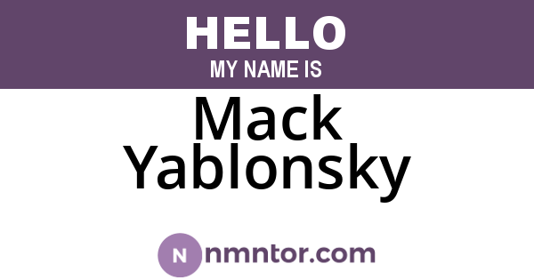 Mack Yablonsky