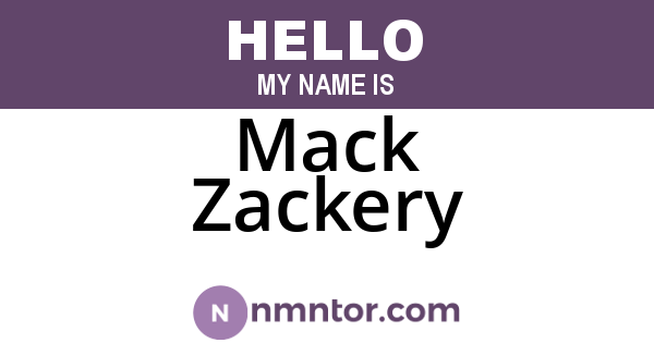 Mack Zackery