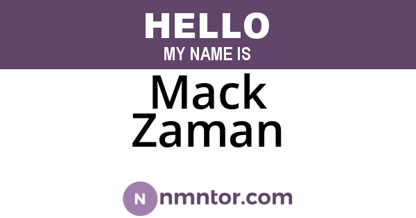 Mack Zaman