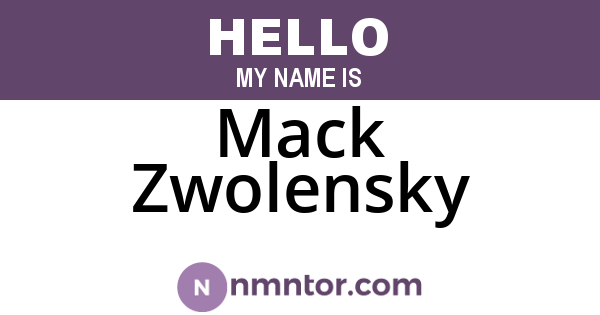 Mack Zwolensky