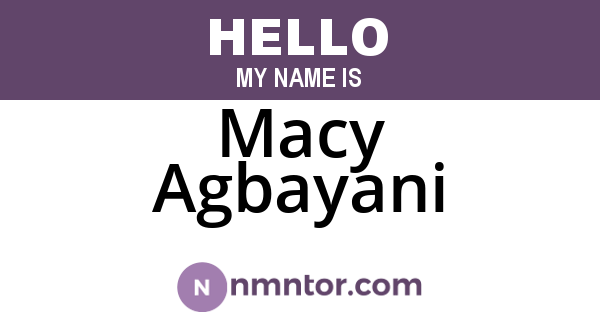 Macy Agbayani