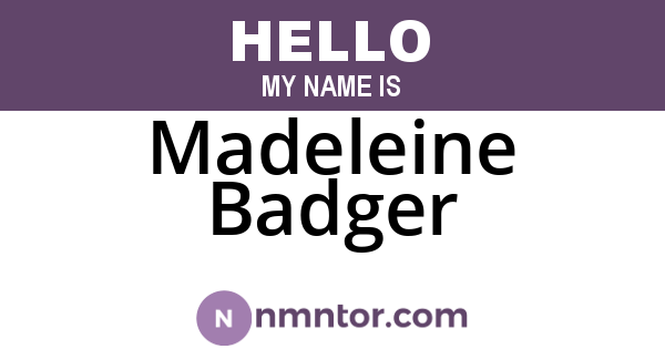 Madeleine Badger