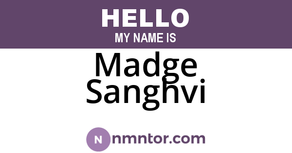 Madge Sanghvi