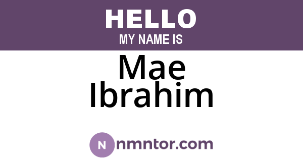 Mae Ibrahim