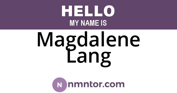 Magdalene Lang