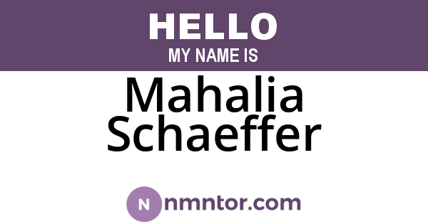 Mahalia Schaeffer