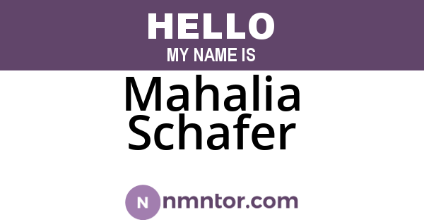 Mahalia Schafer