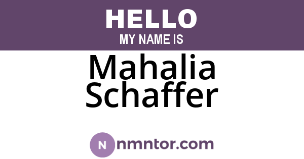 Mahalia Schaffer