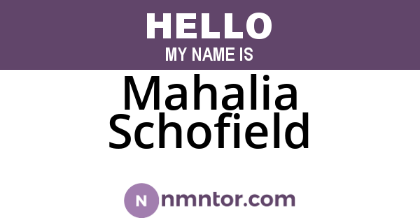 Mahalia Schofield