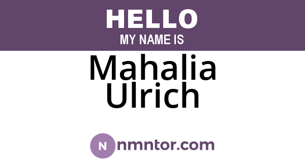 Mahalia Ulrich