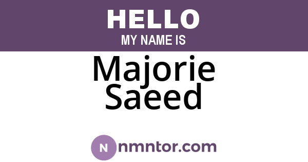 Majorie Saeed
