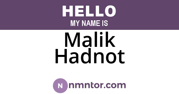 Malik Hadnot