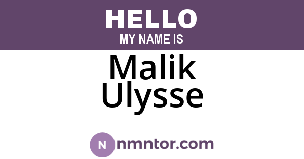 Malik Ulysse