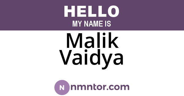Malik Vaidya
