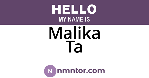Malika Ta