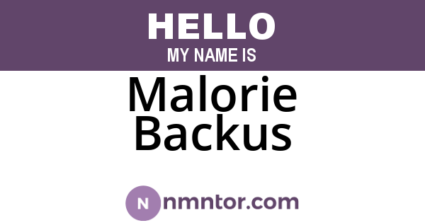 Malorie Backus